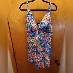 NWT Torrid Size 1 pastel rainbow mermaid swim dress